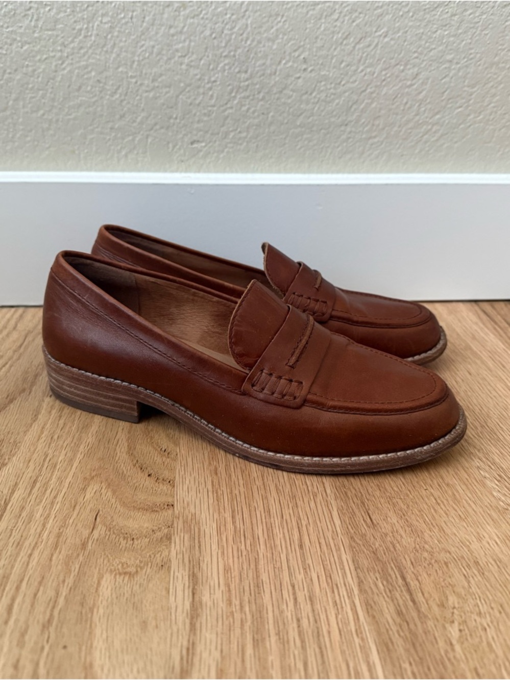 Madewell $158 Leather Elinor Loafer Chestnut Brown Academia Preppy Women’s 8